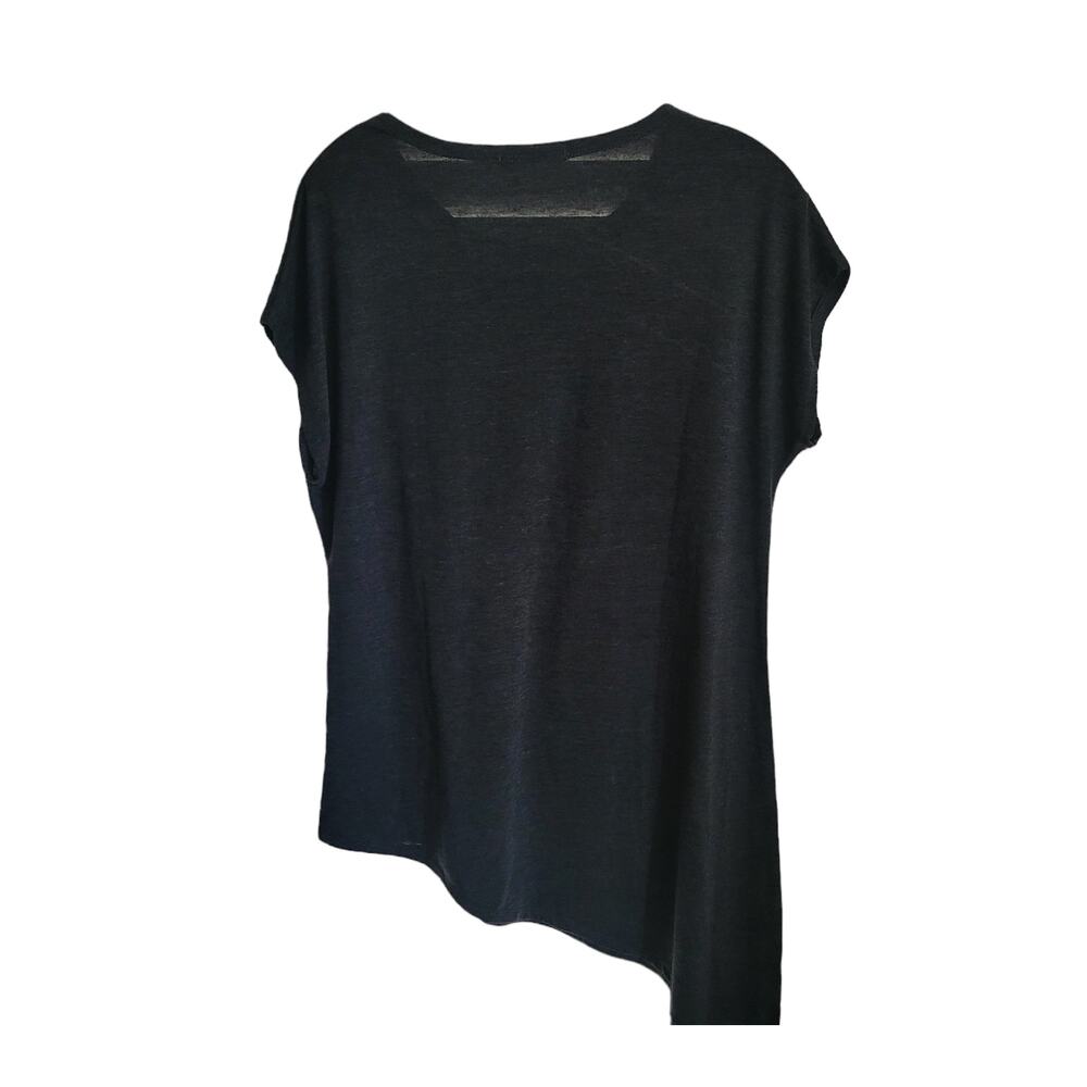 Thanth Women Top Size L Black Semi Sheer Asymmetrical Hem Whimsygoth Tunic - Picture 2 of 7